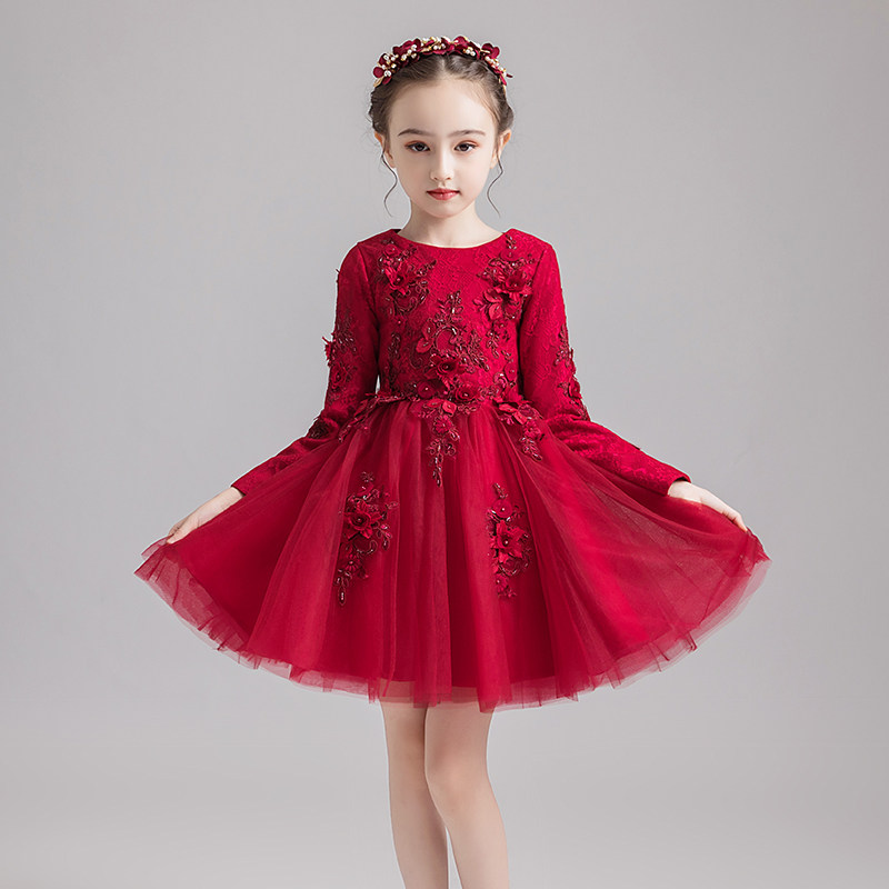 女童礼服儿童公主裙小女孩花童婚纱长袖秋冬童装钢琴演出服装加绒,童装/婴儿装/亲子装,儿童礼服,淘宝优惠券,粉丝福利购,淘宝优惠卷