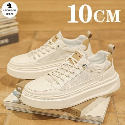 隐形内增高男鞋10cm高端文艺休闲小白鞋网纱透气夏季男士增高板鞋