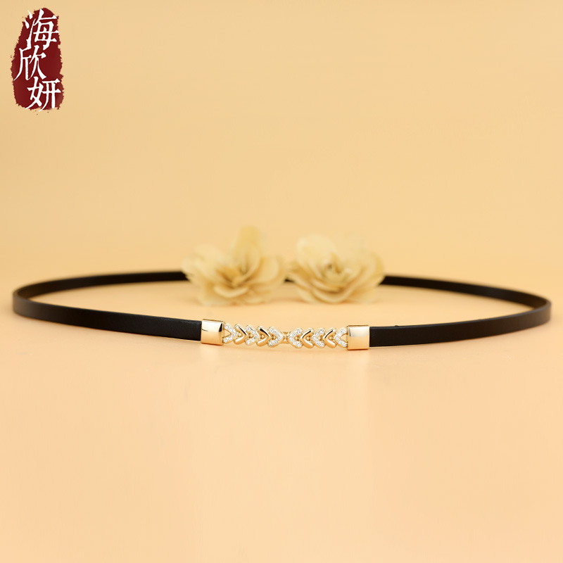 小腰带女真皮头层牛皮黑色时尚百搭细窄皮带夏季装饰配裙子束腰链