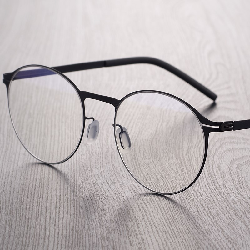 无螺丝眼镜框超轻可配度数圆复古高级感近视定制防蓝光防雾I0204