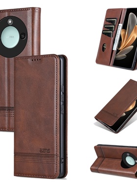 适用于华为荣耀x70手机壳x9c前后x60i对吸全包x60pro保护皮套23450真皮5G防摔BRC一AN00软壳BRP钱包插卡牛皮