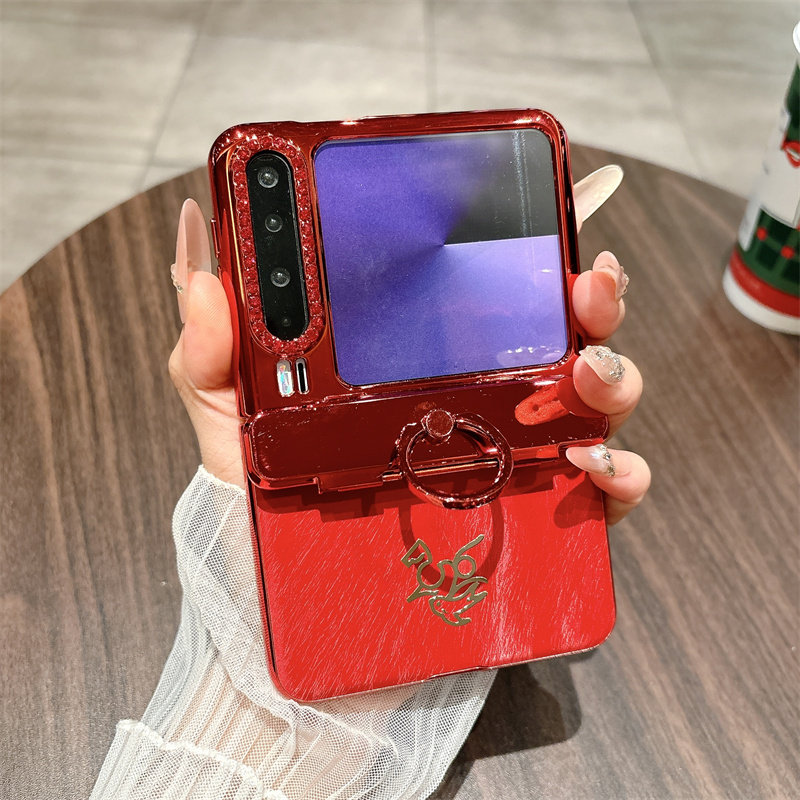 适用于华为Pura X 手机壳马年新品上下铰链指环VED-AL10折叠屏壳膜一体保护套全包防摔贴膜潮新年款红色