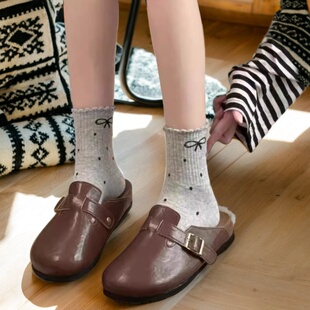 袜子女波点 ins 潮蝴蝶结木耳边花边中筒韩系少女春秋冬百搭长袜