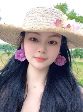 海边旅游度假紫色花朵耳环耳饰耳钉耳夹耳坠2026春夏新款女饰品潮