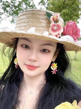 海边旅游度假欧美花朵耳环耳饰耳钉耳坠耳夹2026新款女饰品潮流