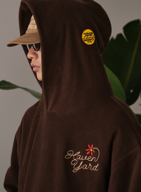 HavenYard 花朵logo刺绣基础百搭帽衫休闲复古简约摇粒绒连帽卫衣