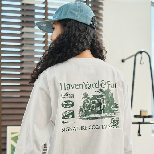 HavenYard 酒馆主题印花长袖 260g长袖T恤 亲肤舒适纯棉长袖 AW26