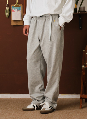 HavenYard 可调节腰带民族风裤耳休闲百搭宽松重磅毛圈直筒卫裤