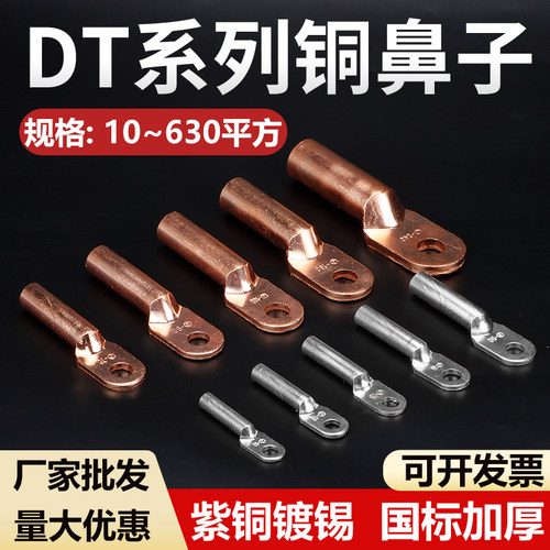 DT国标紫铜加厚铜鼻子10-630平方