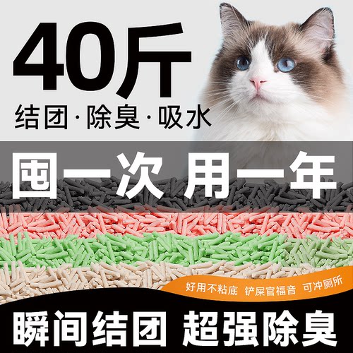 猫砂豆腐砂除臭无尘40斤去味结团20公斤包邮实惠大袋猫舍猫咪用品