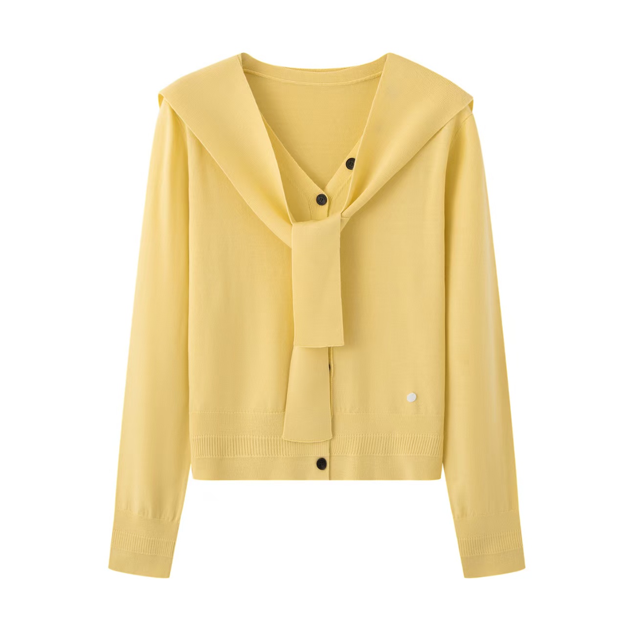 鸟家！2025秋冬新款时尚修身黄色带披肩毛衣两件套针织开衫女上衣