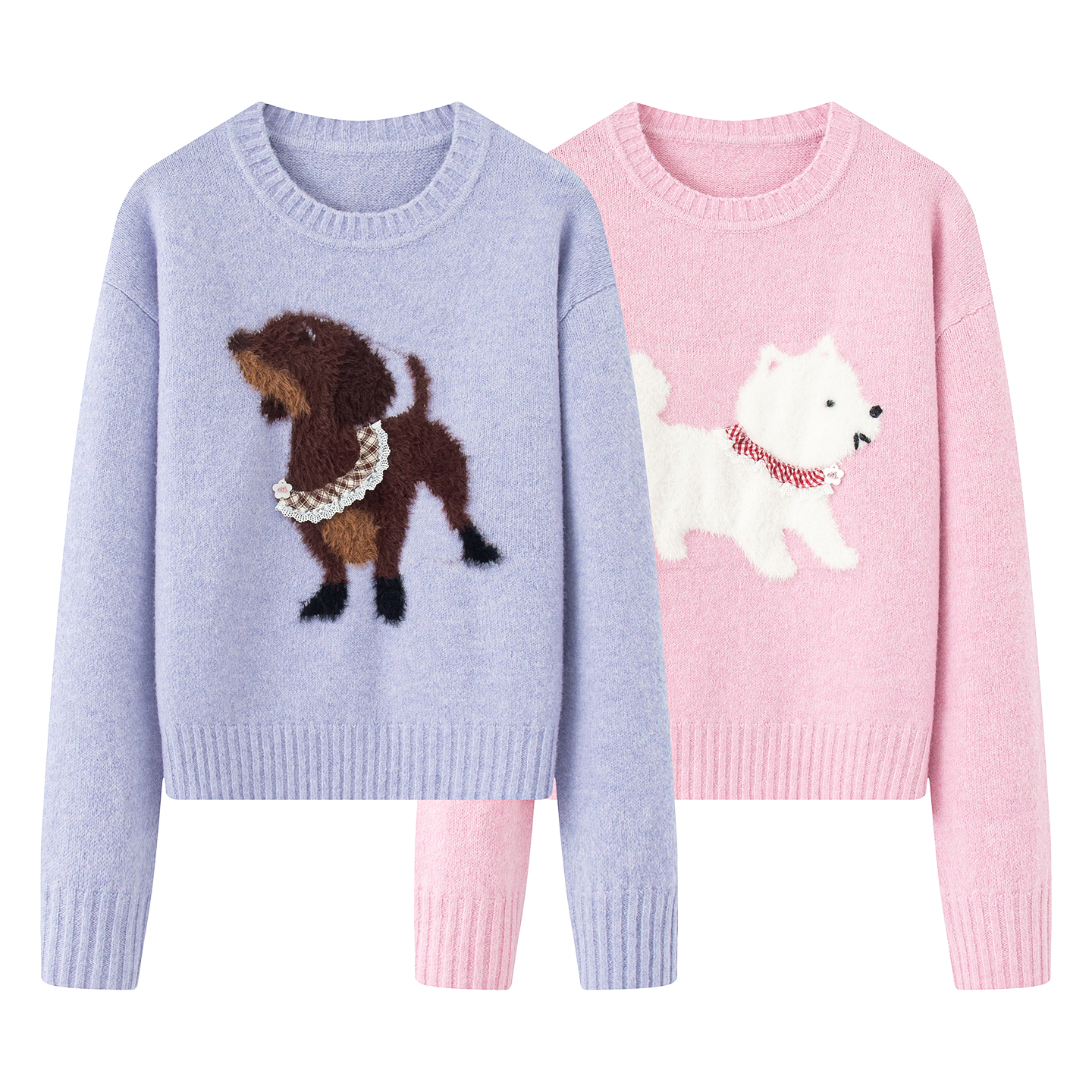 诗系！大图案萌宠狗狗针织衫2025冬新款可爱时尚洋气软糯套头衫女