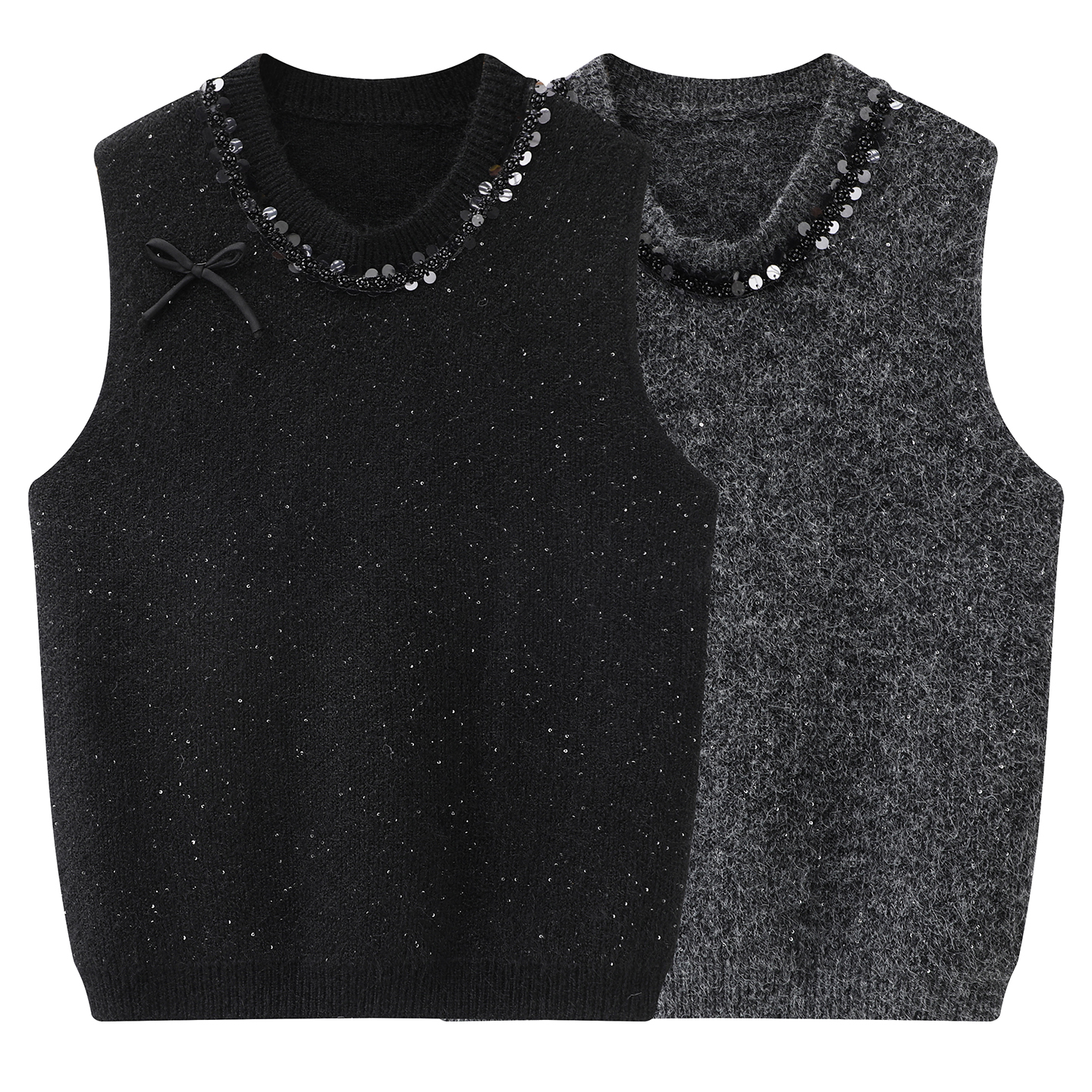 亮片短款针织马甲背心女2025年秋季新款毛衣无袖时尚上衣韩版坎肩