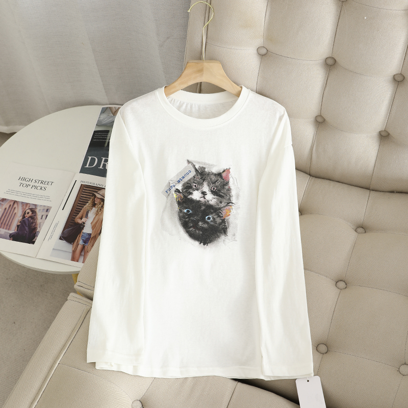 2025春圆领卡通印花长袖打底衫