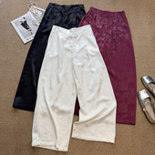 通勤简约风直筒裤 女宽松加厚棉质长裤 国风高腰直筒阔腿裤 新中式