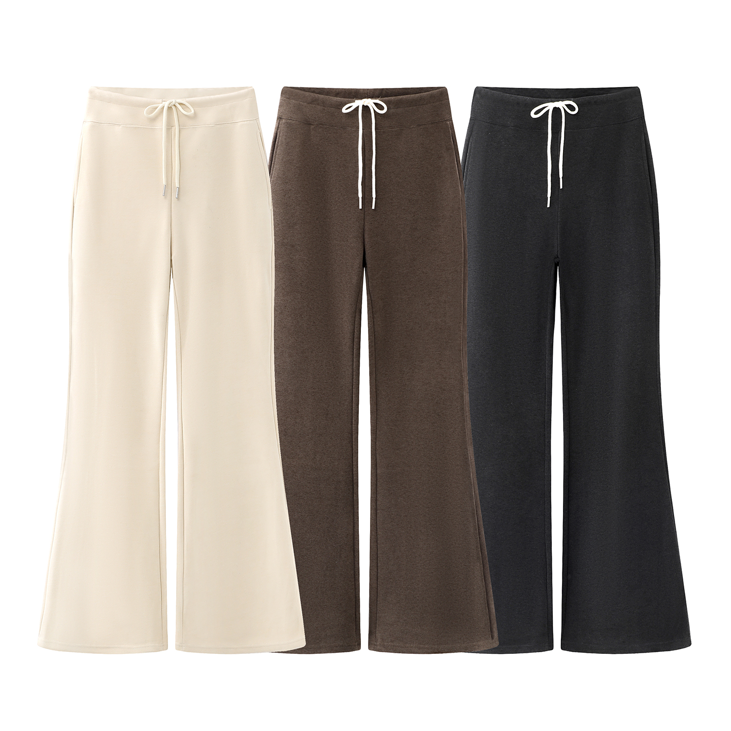 微喇运动裤女秋冬2025新款高腰阔腿喇叭裤休闲显瘦慵懒风绒感长裤