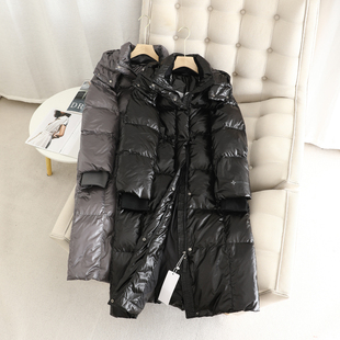 鸟+超厚极寒黑金款90鹅绒服高端精品可拆卸连帽过膝长款羽绒服 女