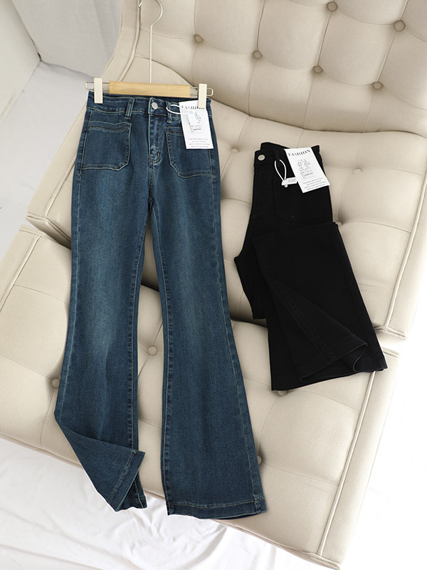 巨显腿长！2023春复古喇叭牛仔裤薄款高腰宽松显瘦马蹄裤拖地长裤