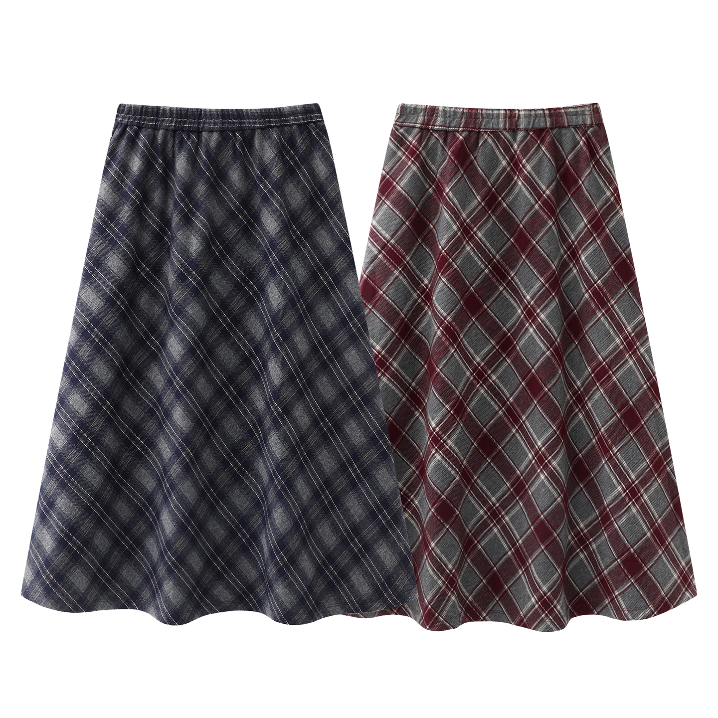 熙系!英伦学院风格纹毛呢半身裙女2025秋冬款中长款复古A字伞裙