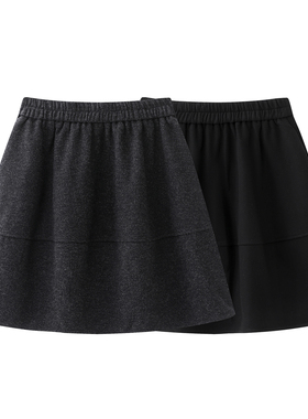 深灰色毛呢半身裙女秋冬季加厚新款松紧腰A字中裙休闲百搭花苞裙