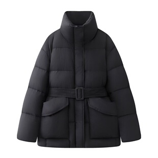小艾！2025冬季新款百搭黑色气质收腰短款立领羽绒服保暖外套女