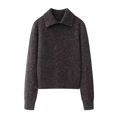 小艾！2025年女装冬款POLO翻领针织衫宽松厚毛衣女上衣打底衫4130