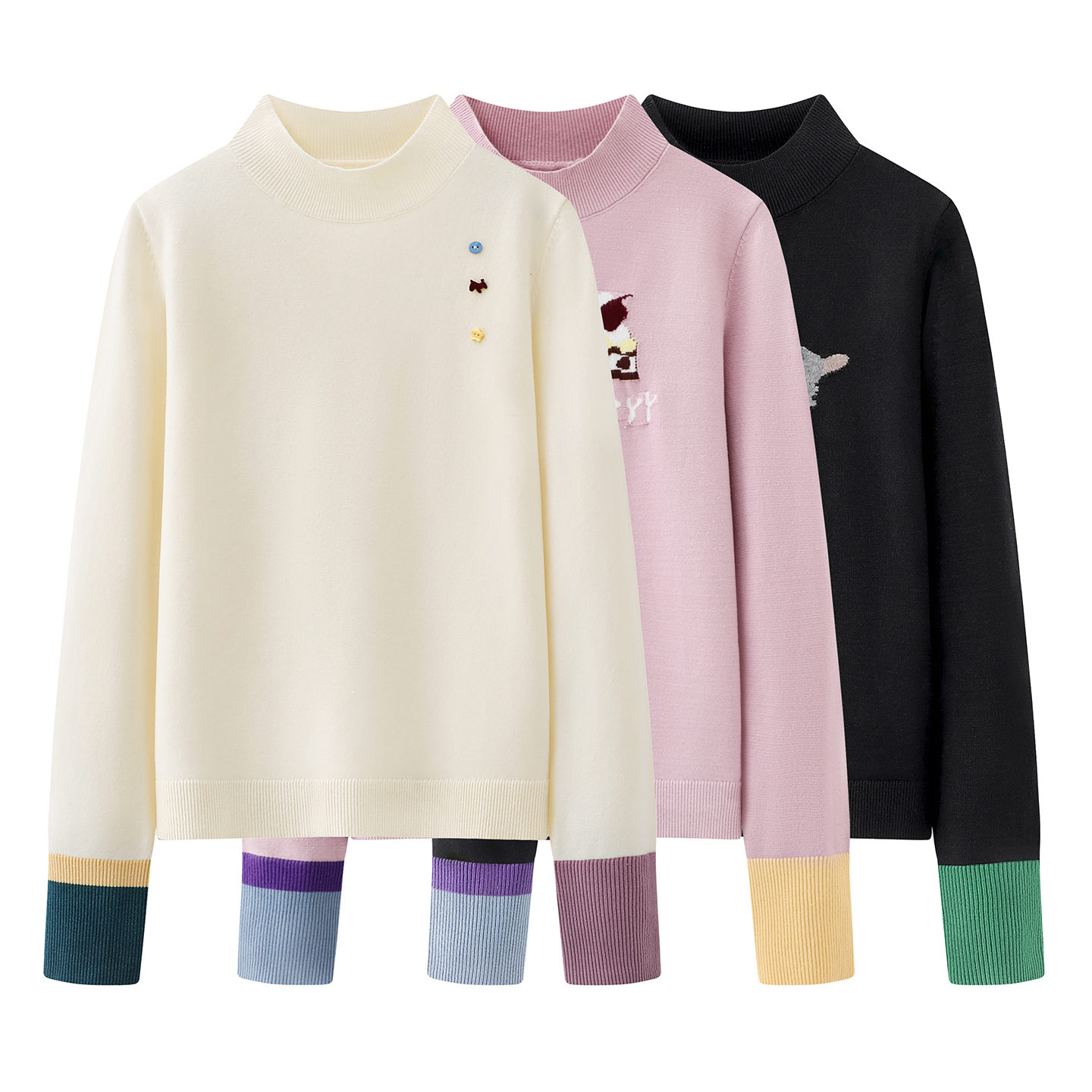 阔系の假两件半高领针织衫毛衣2025秋冬季新款长袖上衣内搭打底衫