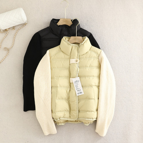 伊系！假两件马甲针织拼接袖休闲设计羽绒服短款外套2025冬装新款