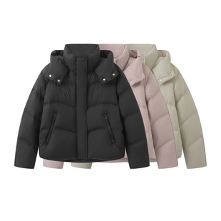 鸟家！2025冬新款百搭宽松修身显瘦连帽长袖泡芙羽绒服短款外套女