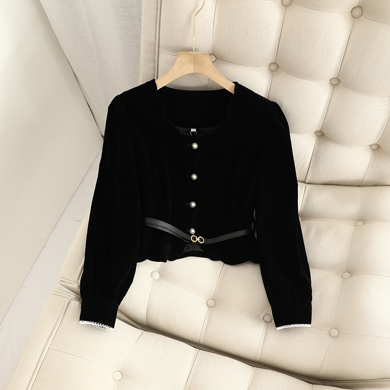 通勤短款腰带休闲外套