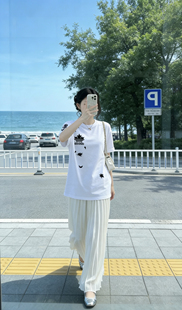 半袖 美式 复古休闲百搭情侣装 t恤女夏季 上衣 潮牌字母刺绣纯棉短袖