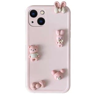 适用于苹果15手机壳女iphone15plus可爱卡通i15新款ip15软壳ipone十五puls全包防摔套iohone15创意立体iphine