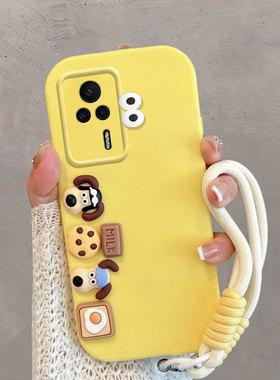 适用于红米k60e手机壳卡通可爱小米22122RK93C立体创意k6oe新款redmik60e全包防摔软壳女新品个性超萌ins黄色
