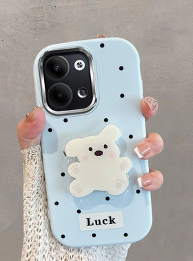 适用于opporeno9手机壳不包镜头reno9pro5g波点phm110小狗带支架opopreno95g可爱oppor9por蓝色防摔软壳女pr0