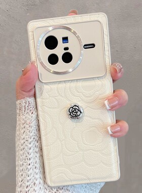 适用于vivox80手机壳viv0x80新款女x8o系列vivix叉八零曲屏版vovox步步高vx80全包防摔vovix简约山茶花viovx