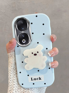 适用于华为荣耀90手机壳不包镜头honor90pro波点rea一an00小狗rep-anoo带支架九零可爱九十蓝色x90软壳女p90p