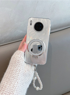 适用于华为mate30手机壳mt30pro新款女m30epro5g曲面屏tas一an00全包防摔ma305g版meta3o带支架mete镜子手绳p