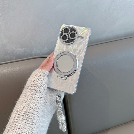 适用于红米k80手机壳redmik80pro新款女小米24117RK2CC简约带支架red米80k至尊版镜子por高级感u手绳全包防摔