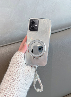 适用于红米note12手机壳redminote12pro小米noto12turbo新款女简约带支架5g镜子125g高级感手绳por全包防摔套