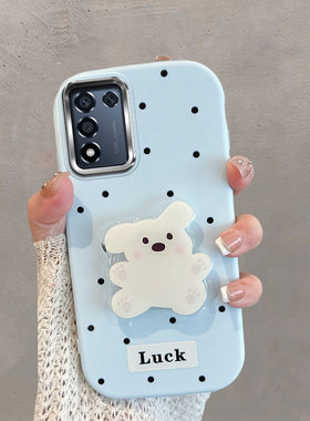 适用于oppok9s手机壳realme真我q3s不包镜头k10活力版perm10波点RMX3461小狗带支架5g可爱0pp0k9s蓝色软壳女