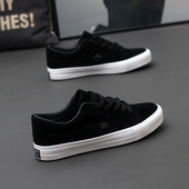 低帮小众复古透气舒适休闲运动板鞋 男百搭潮流男士 黑色帆布鞋 韩版