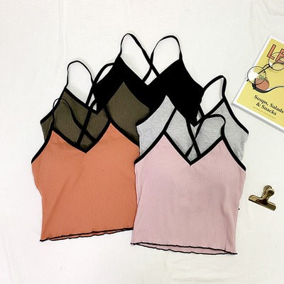 甜辣风纯色小吊带针织背心