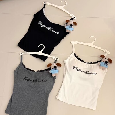 夏季纯欲蕾丝一体胸垫吊带背心