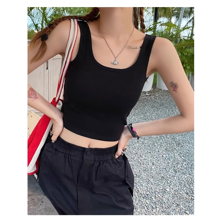 夏季后背交叉外穿吊带背心女内搭美背文胸一体打底带胸垫外穿上衣