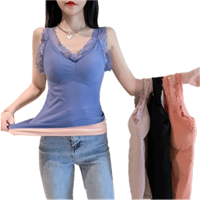 秋冬季保暖弹力美背加绒吊带背心