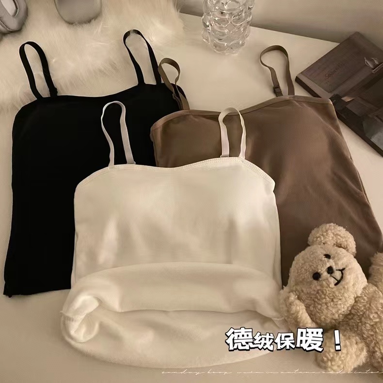 磨毛带胸垫小吊带背心女装秋冬季
