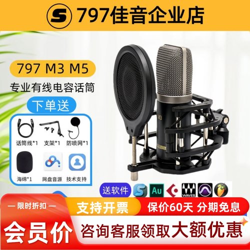 北京797 M5 大振膜电容话筒专业录音有声书直播网络配音麦克风