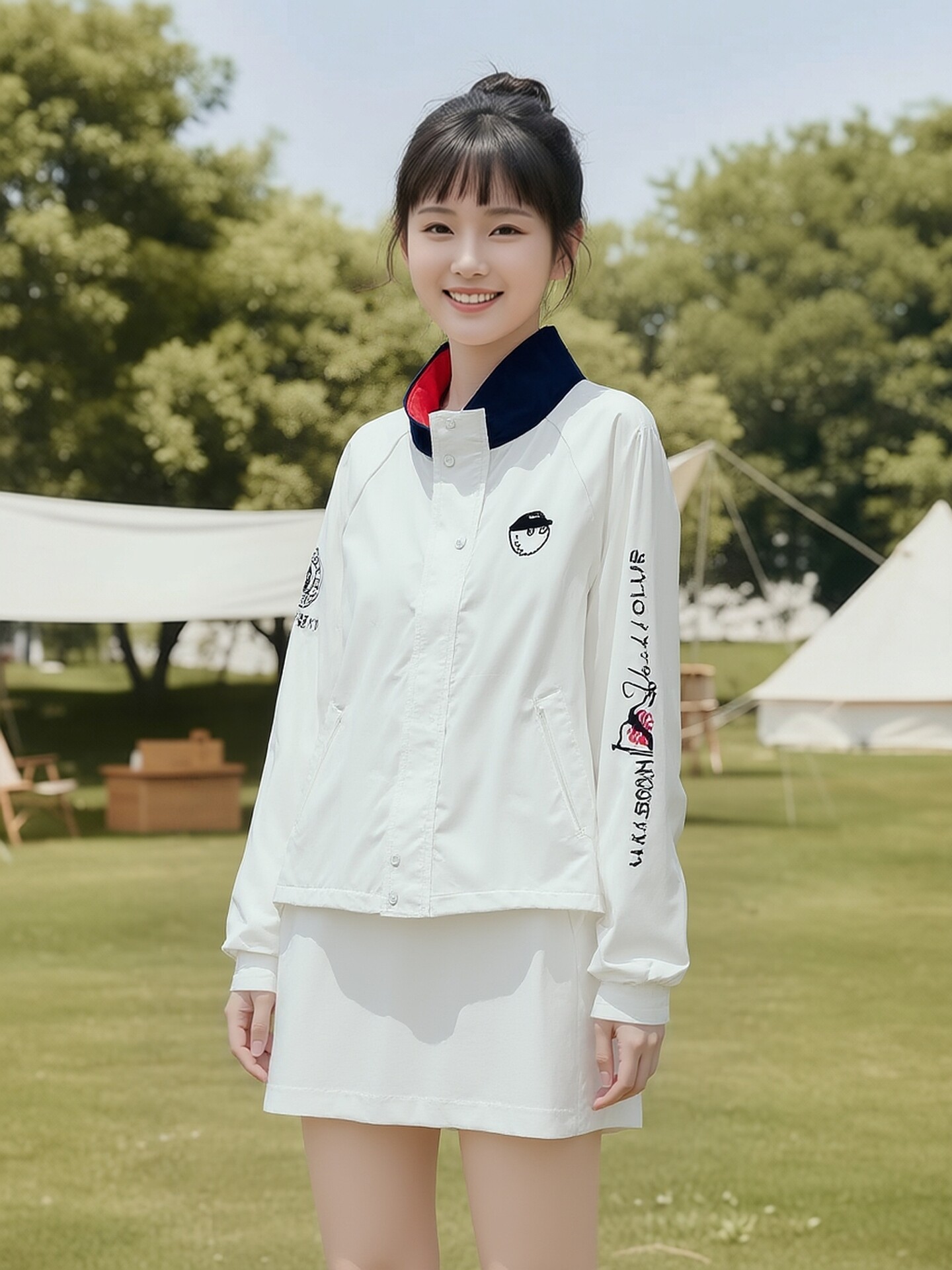 韩国malbon高尔夫服装女士26春夏季新款立领长袖薄款户外运动外套