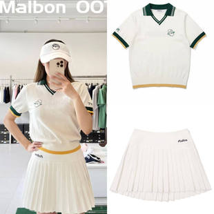 高弹透气舒适清凉套装 25夏季 V领POLO衫 女士针织衫 韩国高尔夫服装