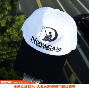 NOVACAM vintage重磅cleanfit钓鱼LOGO百搭弯檐鸭舌帽棒球帽 美式